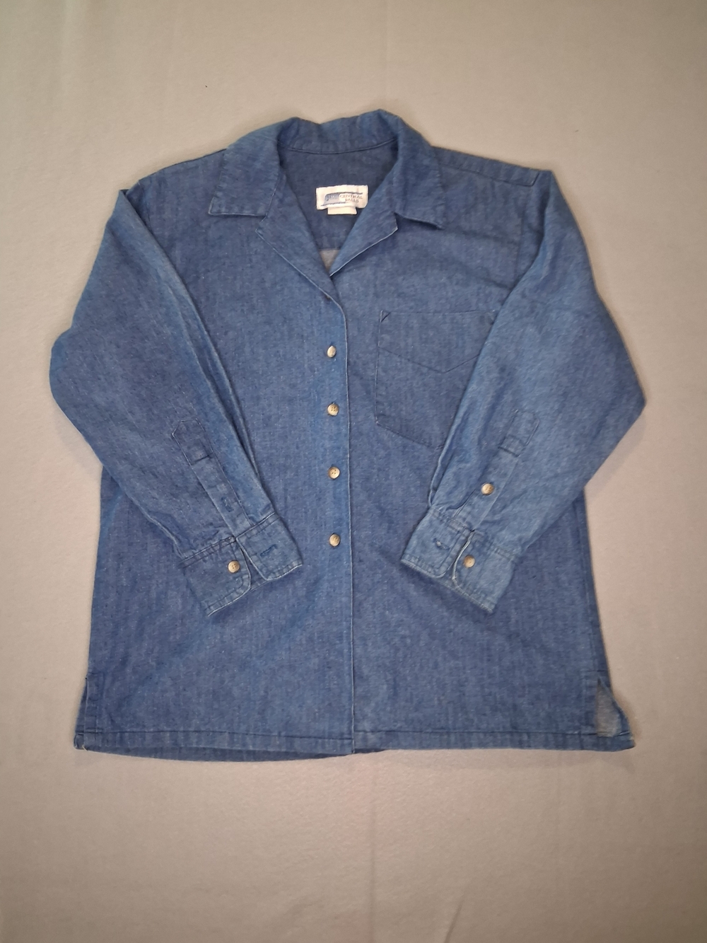 Vintage JG Hook USA Made Chambray Denim Button Down Shirt Women Sz M 100% cotton - Picture 2 of 7